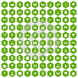 100 gardening icons hexagon green