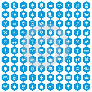 100 gardening icons set blue