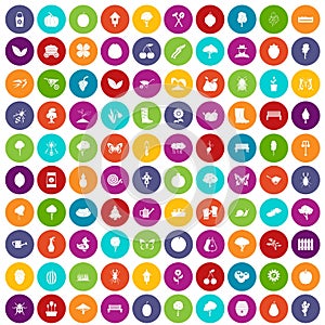 100 gardening icons set color