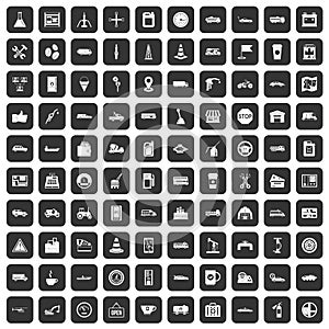 100 gas station icons set black