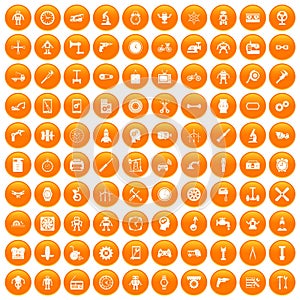 100 gear icons set orange