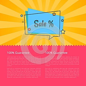 100 Guarantee Sale Banner in Square Speech Bubble