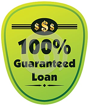 100% guaranteed loan label or badge isolated on white bac