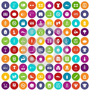 100 gym icons set color