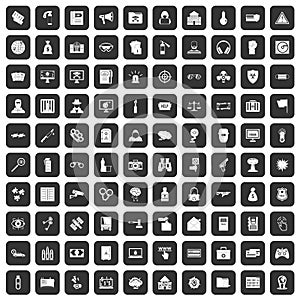 100 hacking icons set black