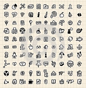 100 hand draw web icon