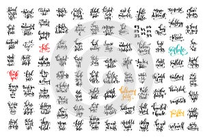 100 hand lettering inscription about autumn sale and halloween