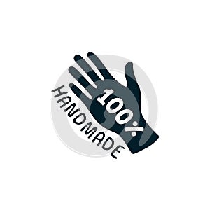 100 Handmade label. Vector 100 percent Hand Made icon