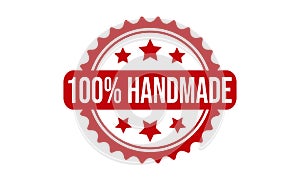 100% Handmade Rubber Stamp. 100% Handmade Grunge Stamp Seal Vector Illustration