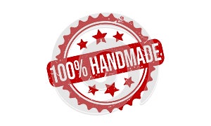 100% Handmade Rubber Stamp. 100% Handmade Grunge Stamp Seal Vector Illustration