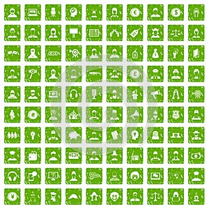 100 headhunter icons set grunge green