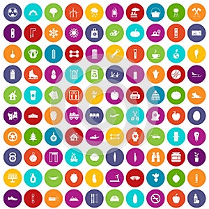 100 healthy lifestyle icons set color