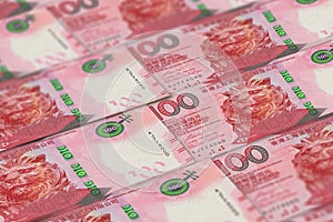100 HKD. Currency of Hong Kong banknotes background