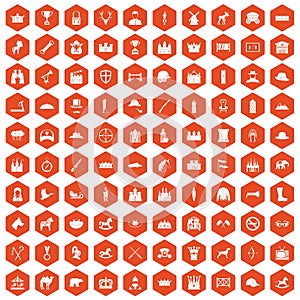 100 horsemanship icons hexagon orange