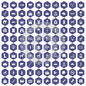 100 horsemanship icons hexagon purple