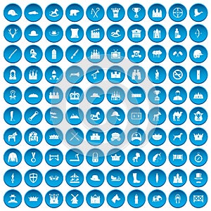 100 horsemanship icons set blue