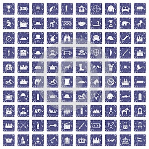 100 horsemanship icons set grunge sapphire