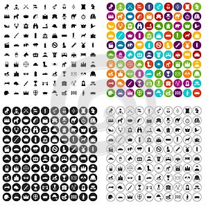 100 horsemanship icons set vector variant