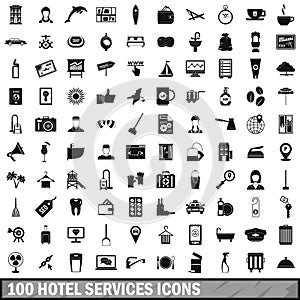 100 hotel services icons set, simple style