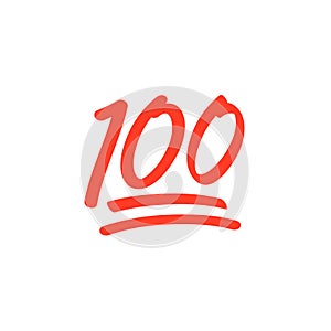 100 hundred emoticon vector icon. 100 emoji score sticker