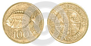 100 icelandic krona coin