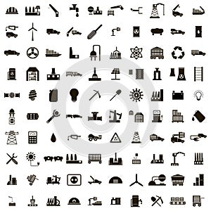 100 Industry icons set