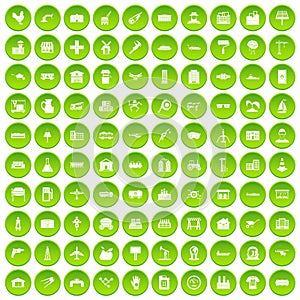 100 industry icons set green