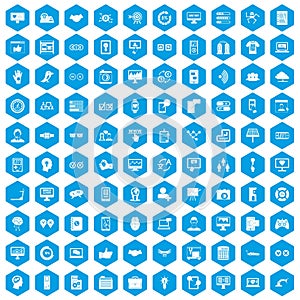 100 interface icons set blue