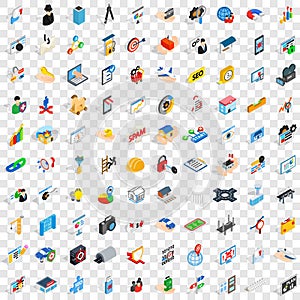 100 interface icons set, isometric 3d style