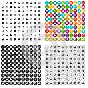 100 junior school icons set vector variant