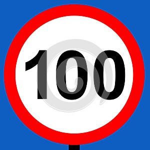 100 kph speed limit sign