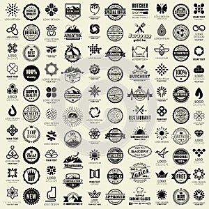 100 Labels and Insignias design set.