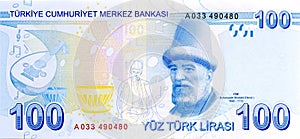 100 líra bankoviek.turečtina peniaze 