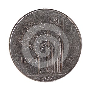 100 liras coin, Italy