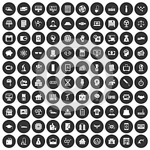 100 loans icons set black circle