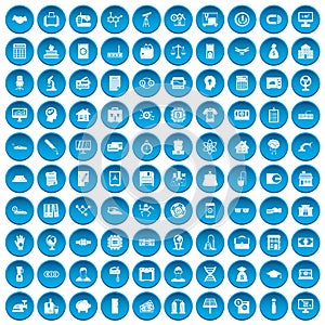 100 loans icons set blue