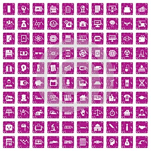 100 loans icons set grunge pink