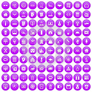 100 loans icons set purple