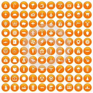 100 lumberjack icons set orange