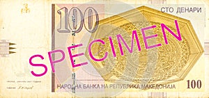 100 macedonian denar bank note obverse