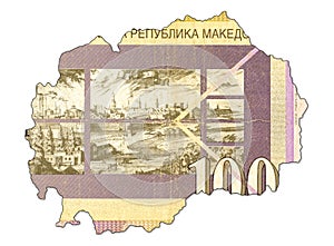 100 macedonian denar bank note in shape of macedonia