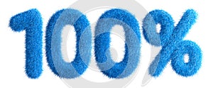 100% made from fur, fur font, 3d alphabet. Special offer hundred percent off discount tag. 3d illustration.