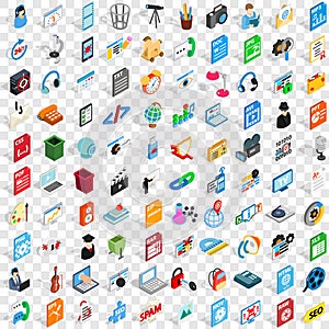 100 mail icons set, isometric 3d style