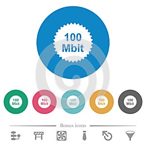 100 mbit guarantee sticker flat round icons