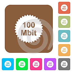 100 mbit guarantee sticker rounded square flat icons