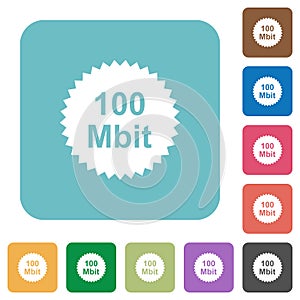 100 mbit guarantee sticker rounded square flat icons