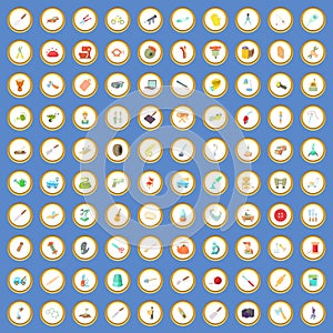 100 metier icons set cartoon vector