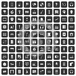 100 microphone icons set black