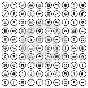 100 microphone icons set, simple style