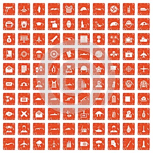 100 military journalist icons set grunge orange